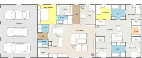 One Story 5 Bedroom Barndominium