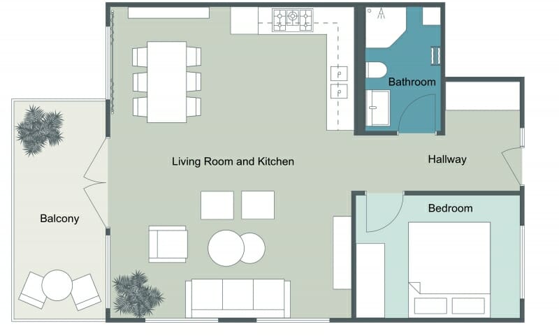 3D profile blue 2D Floor Plan