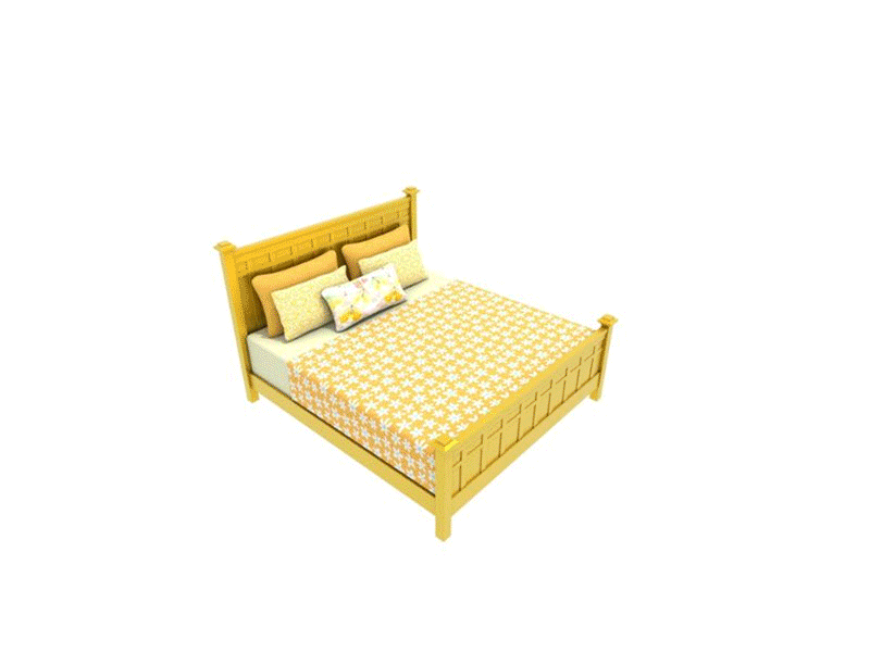 3D rendering of bed with bed linen options.