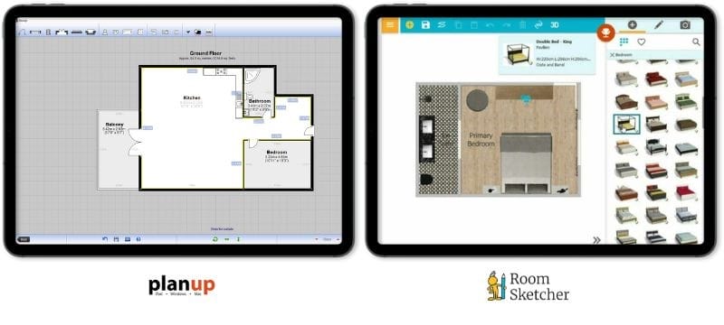 Tablet comparison PlaunUp and RoomSketcher