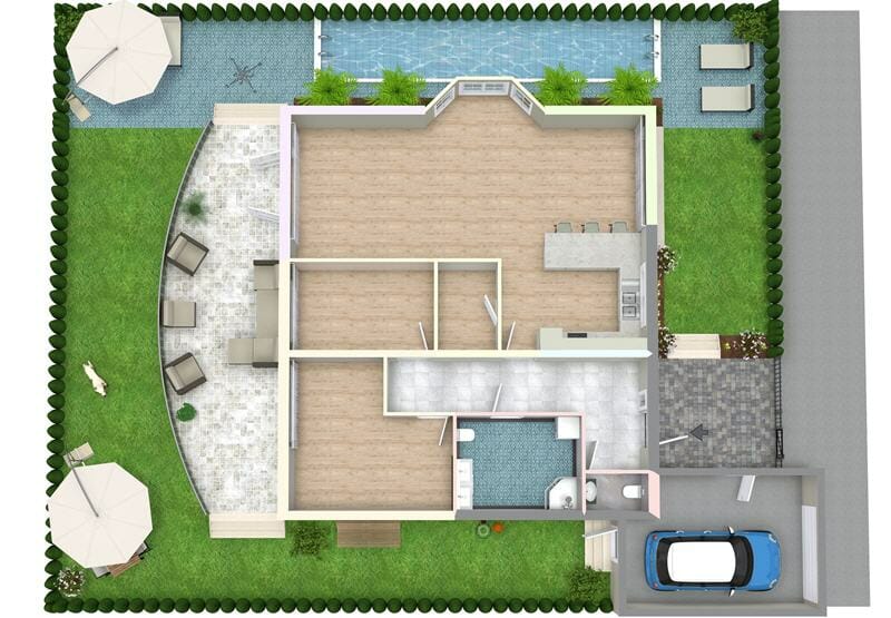 Floor plan with site plan.