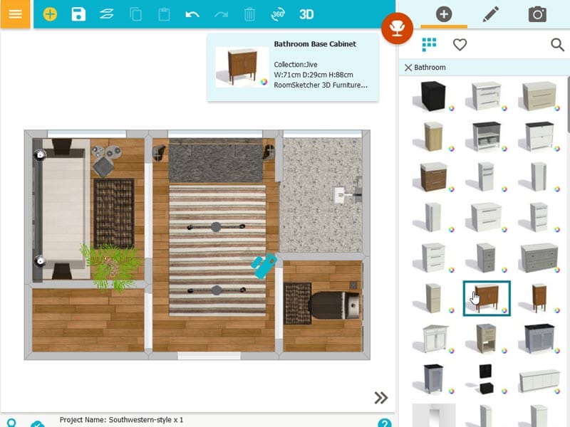 Southwestern bathroom style layout